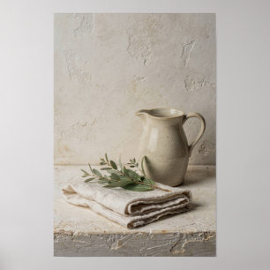 Neutral Country Kitchen Pitcher Still Life Poster