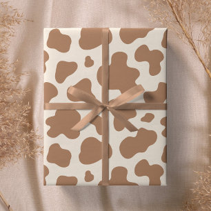 Neutral Cow Print Western Cowboy Beige Brown Wrapping Paper