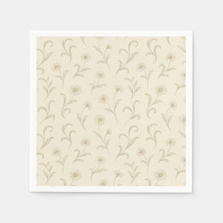 Neutral Cream Dainty Flower Botanical Print  Napkin