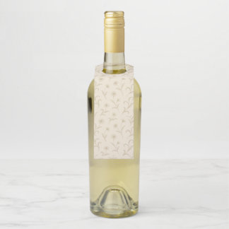 Neutral Cream Elegant Floral Botanical Wine  Bottle Tag