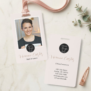 Neutral Cream Tan Script Logo Photo Nail Salon Badge