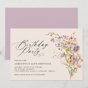 Neutral Cream Wildflower Garden Any Age Birthday Invitation