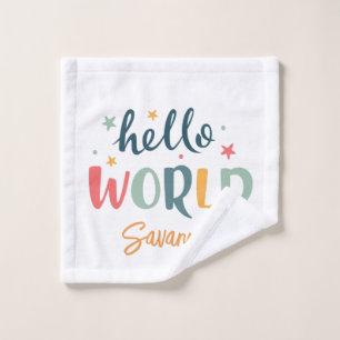 Neutral Custom Name Baby Shower baby  Wash Cloth