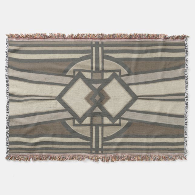 Neutral Deco Panel I Throw Blanket (Front)