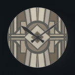 Neutral Deco Panel II Round Clock<br><div class="desc">Patterns</div>