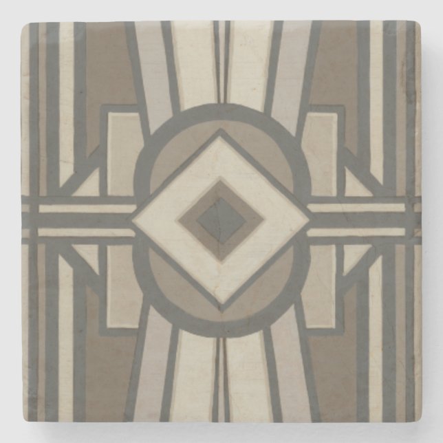 Neutral Deco Panel II Stone Coaster (Front)