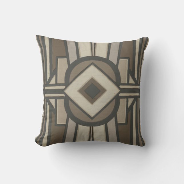 Neutral Deco Panel II Throw Pillow (Front)