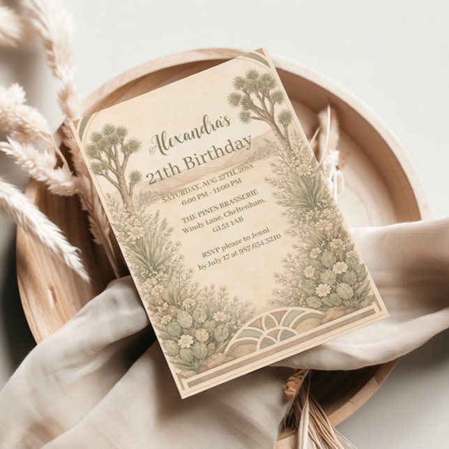 Neutral Desert Floral Birthday Invitation (Creator Uploaded)