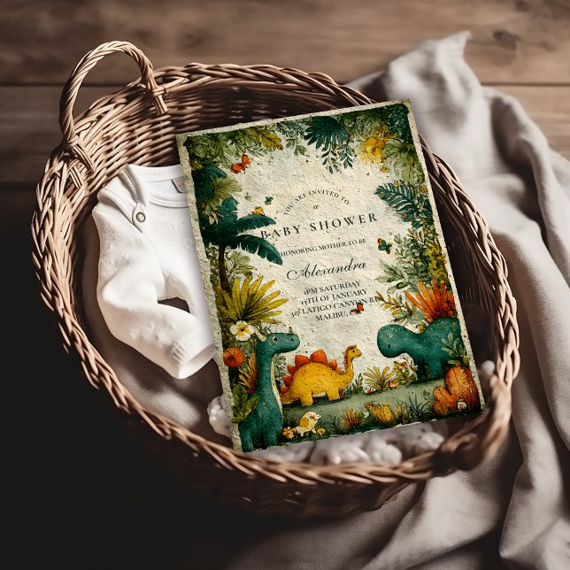 Neutral Dinosaur Baby Shower Invitation (Creator Uploaded)