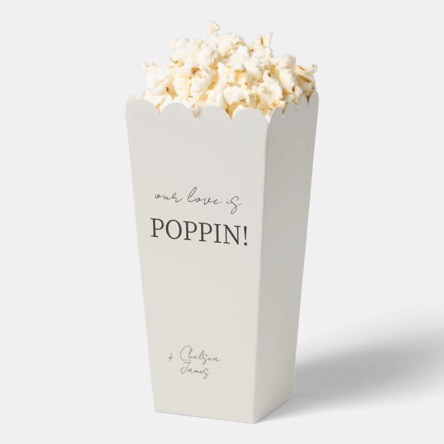 Neutral Dove Grey | Chic Couple Popcorn  Favor Box (Popped)