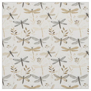 Neutral Dragonflies Fabric