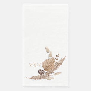 Neutral Drying Foliage Monogram Paper Guest Towels Napkin