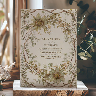 Neutral Earth Bohemian Wedding Invitation
