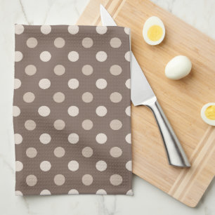 Neutral Earth Brown Polka Dots Design Kitchen Towel