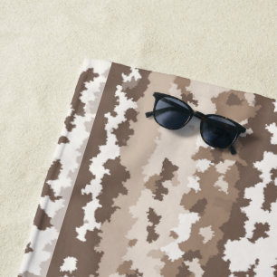 Neutral Earth Camo Irregular Abstract Design Beach Towel