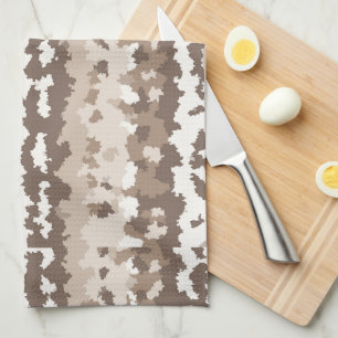 Neutral Earth Camo Irregular Abstract Design Kitchen Towel