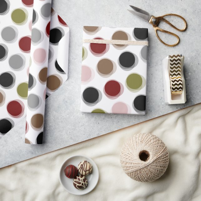 Neutral Earth Retro Fuzzy Blurry Dots Pattern Gift Wrapping Paper (Crafts)