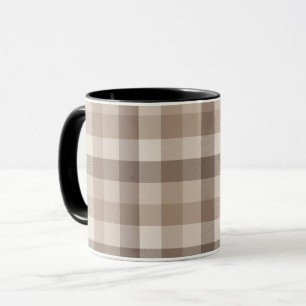 Neutral Earth Tan Chequered Gingham Plaid Mug
