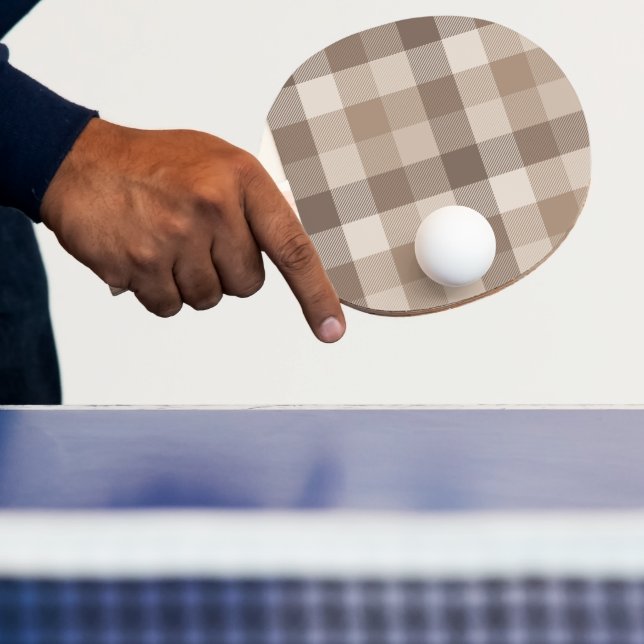 Neutral Earth Tan Chequered Gingham Plaid  Ping Pong Paddle (Insitu)