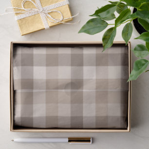 Neutral Earth Tan Chequered Gingham Plaid Tissue Paper