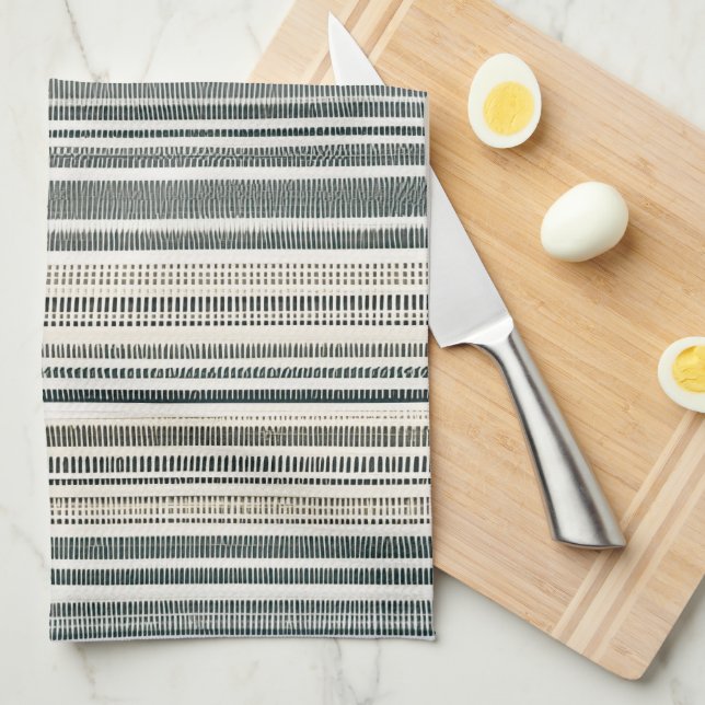 Neutral Earth Tone Boho Stripe Kitchen Towel (Quarter Fold)