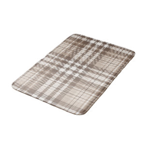 Neutral Earth Tone Plaid Tartan Design Bath Mat