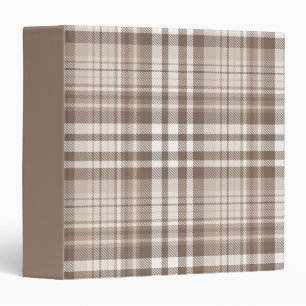 Neutral Earth Tone Plaid Tartan Design Binder