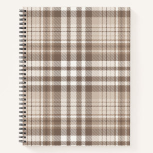 Neutral Earth Tone Plaid Tartan Design Notebook