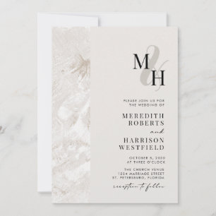 Neutral Earth Tones QR Code Monogram Wedding Invitation