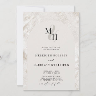 Neutral Earth Tones QR Code Monogram Wedding Invitation