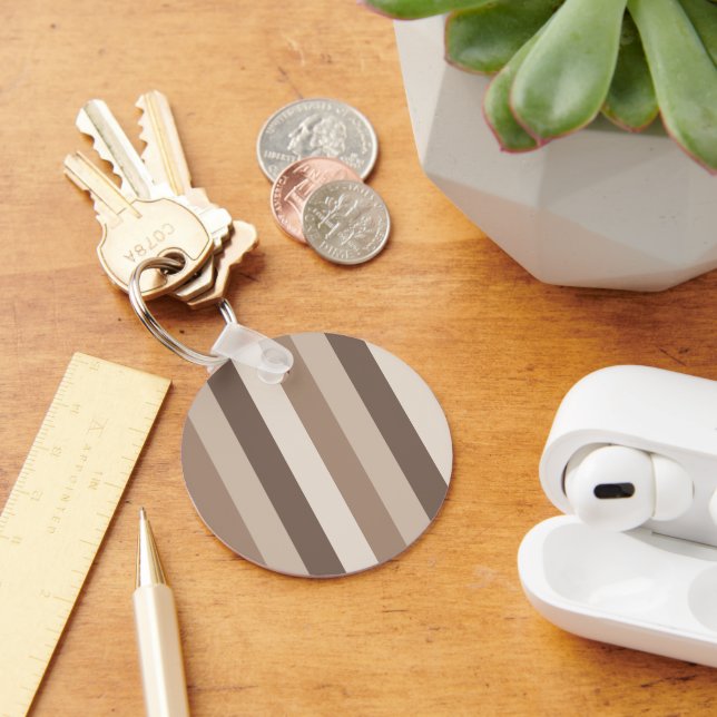 Neutral Earth Tones Stripes Pattern Design  Keychain (Desk)