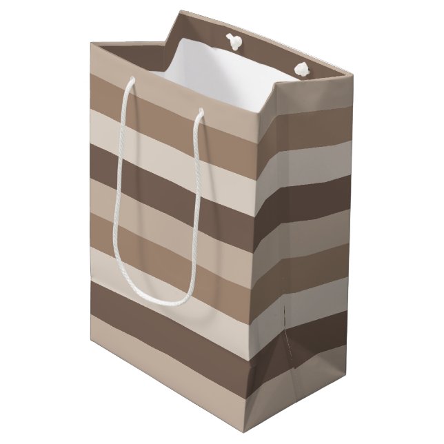 Neutral Earth Tones Stripes Pattern Design  Medium Gift Bag (Front Angled)