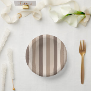 Neutral Earth Tones Stripes Pattern Design Paper Plate