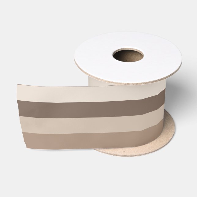 Neutral Earth Tones Stripes Pattern Design  Satin Ribbon (Spool)