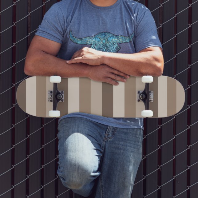 Neutral Earth Tones Stripes Pattern Design  Skateboard (Outdoor 3)