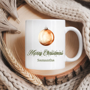 Neutral Earthy Christmas Mug Custom Name