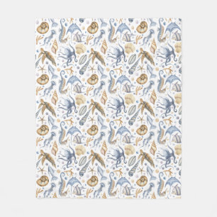 Neutral earthy colours pastel sea maritime fleece blanket