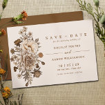 Neutral Earthy Cream   Brown | Vintage Floral Save The Date<br><div class="desc">Elegant save-the-date cards with floral illustrations in shades of ivory and deep brown. Ivory colour on the front with a dark burnt orange on the reverse side.</div>
