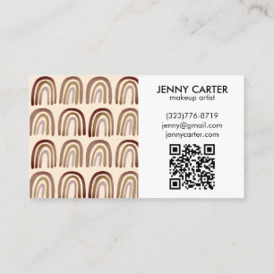 Neutral Earthy Rainbows Pattern Boho Unique QRcode Business Card