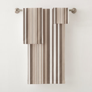 Neutral Earthy Tone Stripes Pattern Design  Bath Towel Set