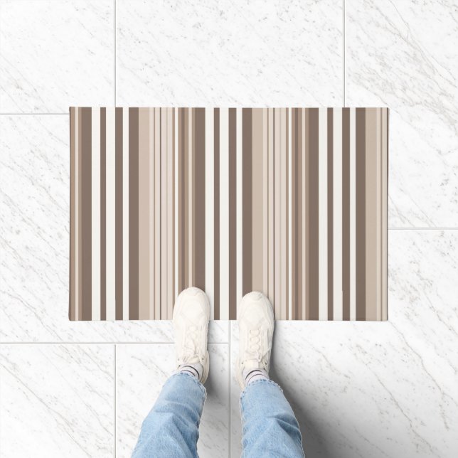 Neutral Earthy Tone Stripes Pattern Design  Doormat (Indoor)