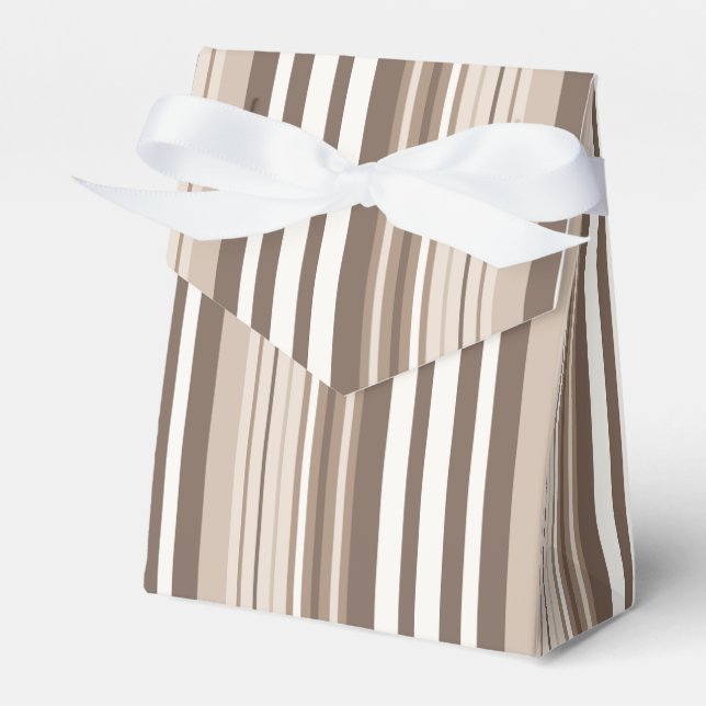 Neutral Earthy Tone Stripes Pattern Design  Favor Box (Front Side)