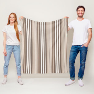 Neutral Earthy Tone Stripes Pattern Design  Fleece Blanket
