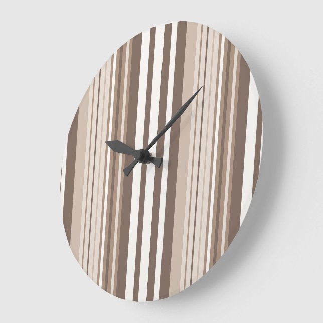 Neutral Earthy Tone Stripes Pattern Design  Large Clock (Angle)