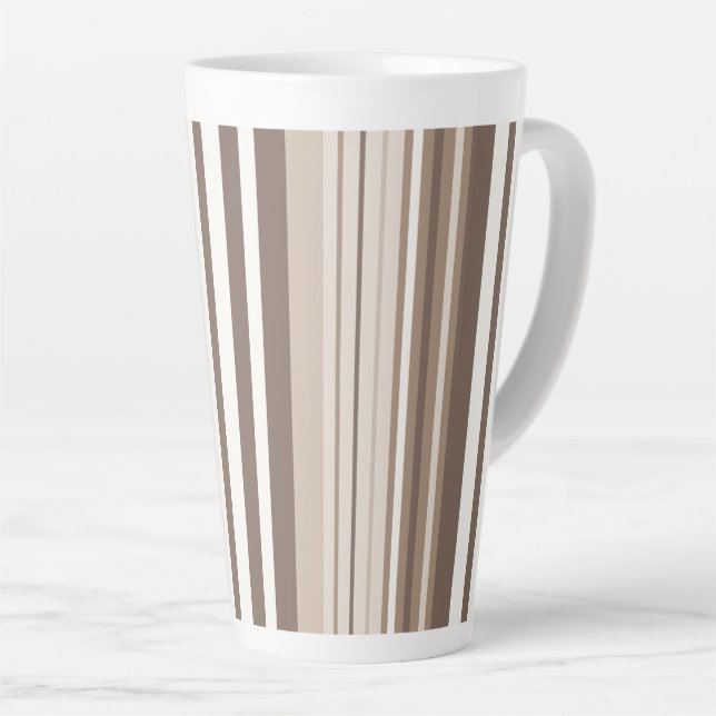 Neutral Earthy Tone Stripes Pattern Design  Latte Mug (Right Angle)