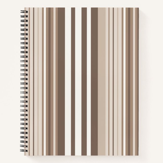 Neutral Earthy Tone Stripes Pattern Design  Notebook (Front)