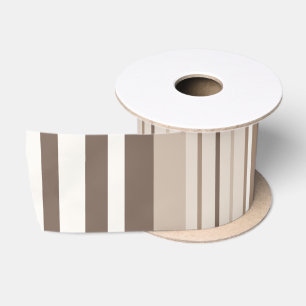 Neutral Earthy Tone Stripes Pattern Design Satin Ribbon