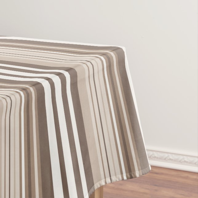 Neutral Earthy Tone Stripes Pattern Design  Tablecloth (In Situ)