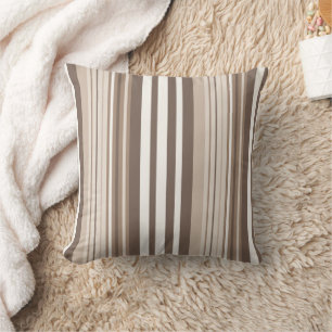 Neutral Earthy Tone Stripes Pattern Design  Throw Pillow