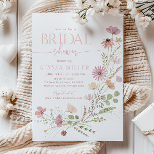 Neutral Earthy Wildflowers Floral Bridal Shower Invitation